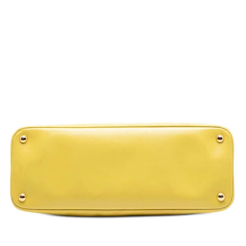 Prada Large Saffiano Lux Promenade Satchel Yellow Leather Good condition - Inside View