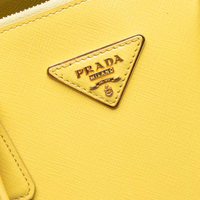 Prada Large Saffiano Lux Promenade Satchel Yellow Leather Good condition - Box View
