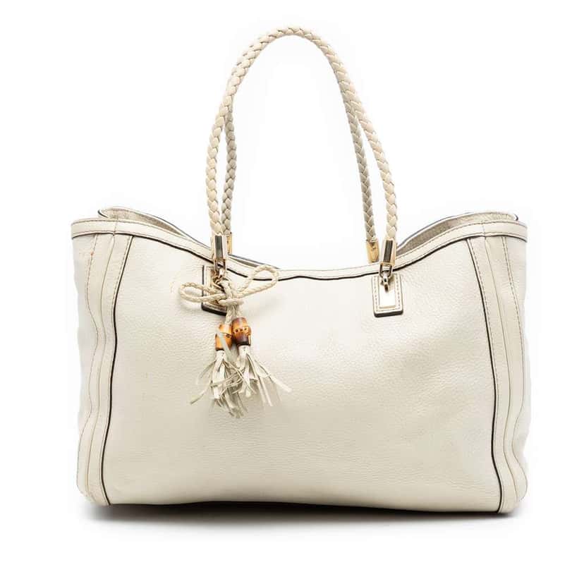 Gucci Medium Leather Bella Tote White Leather Good condition - Front View