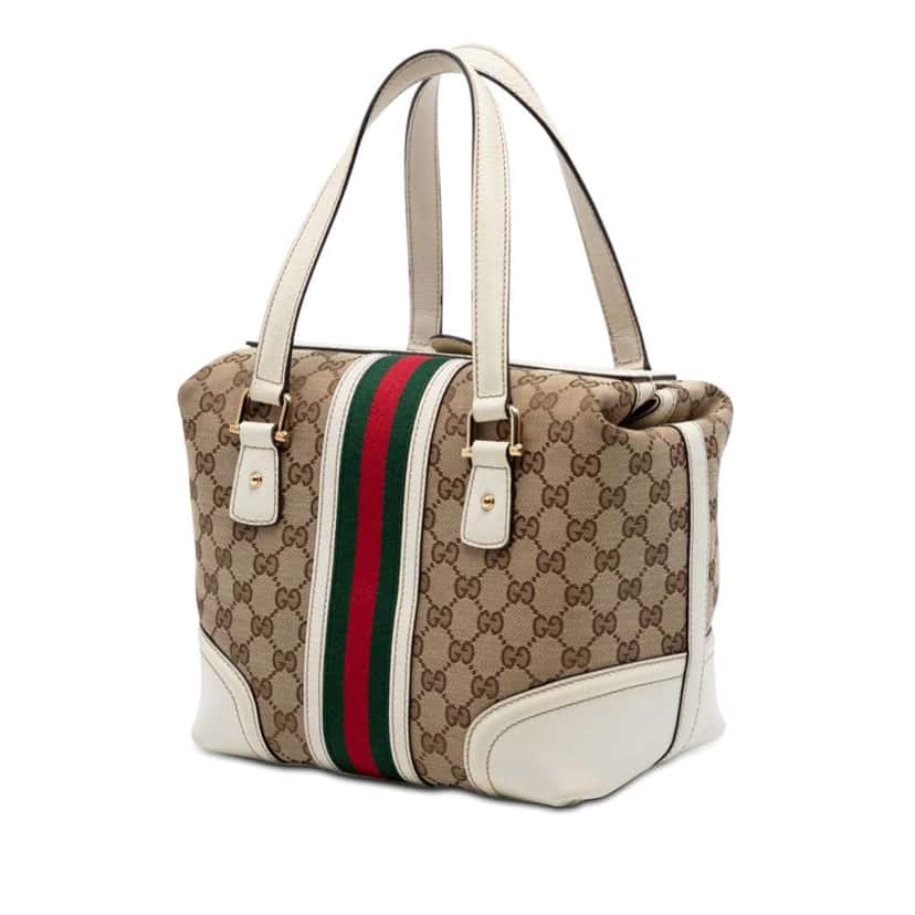 Gucci GG Canvas Web Treasure Handbag Beige Good condition - Back View