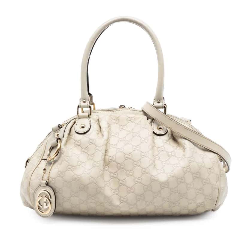 Gucci Guccissima Sukey Satchel White Leather Good condition - Front View