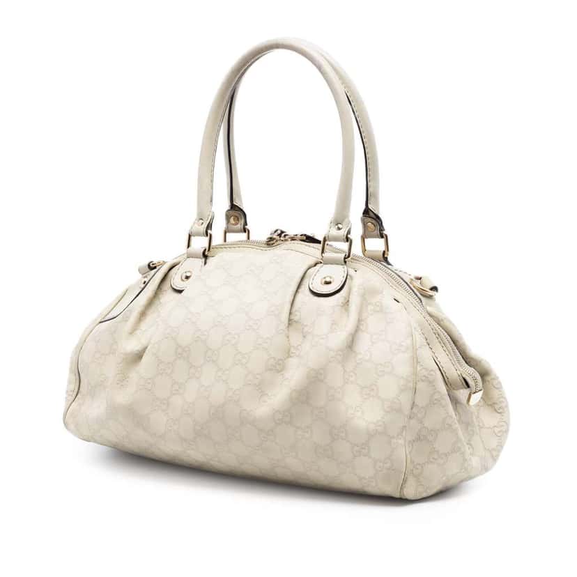 Gucci Guccissima Sukey Satchel White Leather Good condition - Back View