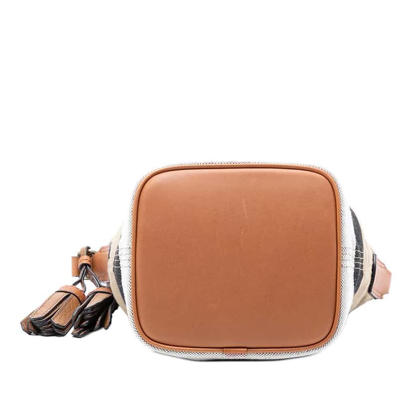 Burberry Mini Mega Check Canvas Ashby Tassel Bucket Bag Brown Canvas Good condition - Inside View