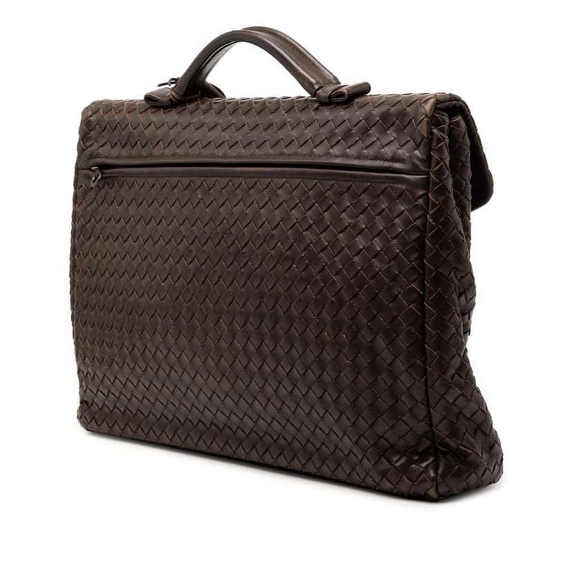Bottega Veneta Nappa Intrecciato Briefcase Brown Leather Good condition - Back View
