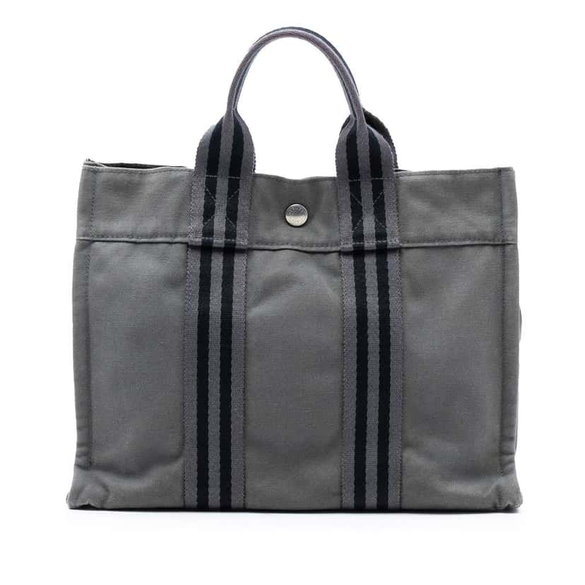 Hermès Canvas Fourre Tout PM Grey Canvas Good condition - Front View