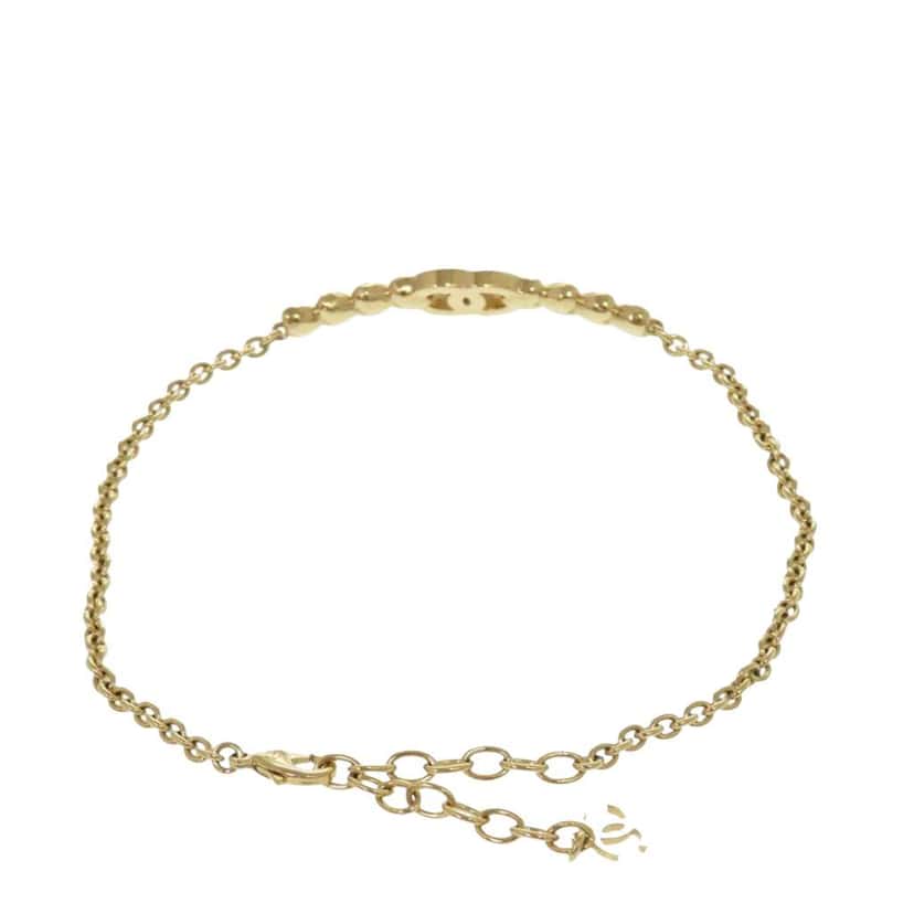 Chanel Gold Plated CC Crystal Choker Necklace Gold Metal Good condition - Back View