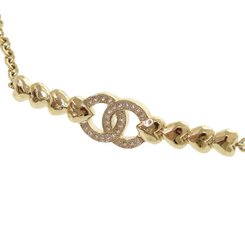 Chanel Gold Plated CC Crystal Choker Necklace Gold Metal Good condition - Inside View
