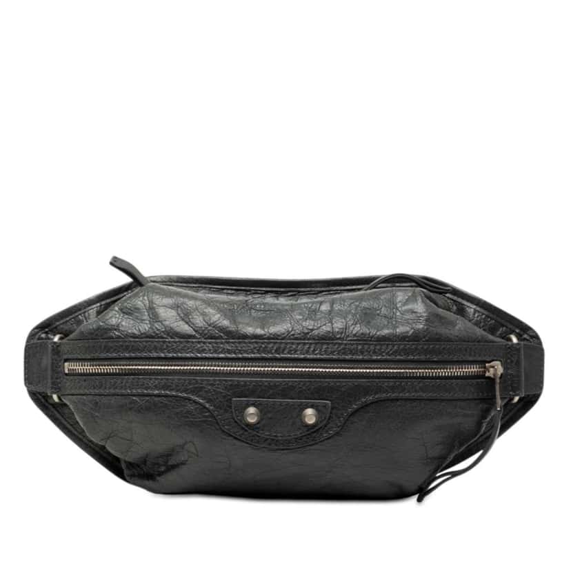 Balenciaga Lambskin Motocross Classic Neo Lift Belt Bag Black Leather Good condition - Front View