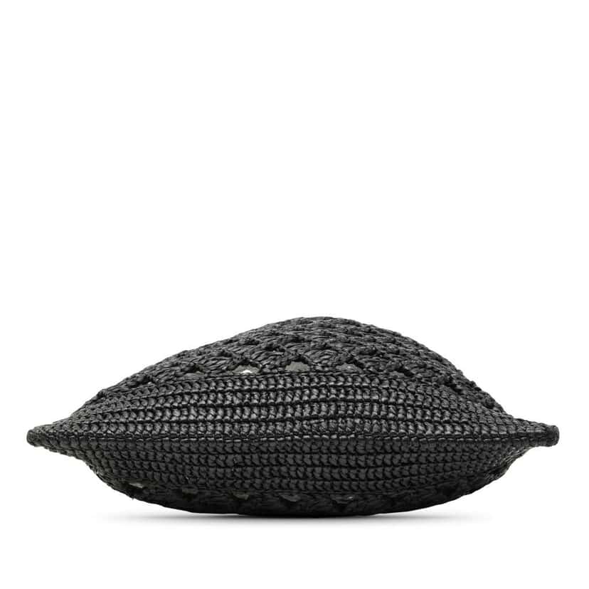 Prada Raffia Effect Crochet Logo Embroidered Tote Black Good condition - Inside View