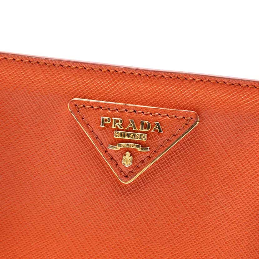 Prada Medium Saffiano Lux Galleria Satchel Orange Leather Good condition - Box View