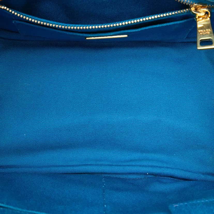 Prada Small Canvas Canapa Logo Satchel Blue Canvas Good condition - Model View