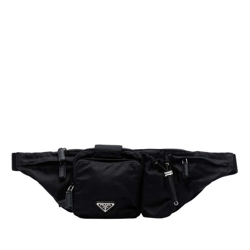 Prada Tessuto Multi Pocket Belt Bag Black Good condition - Front View