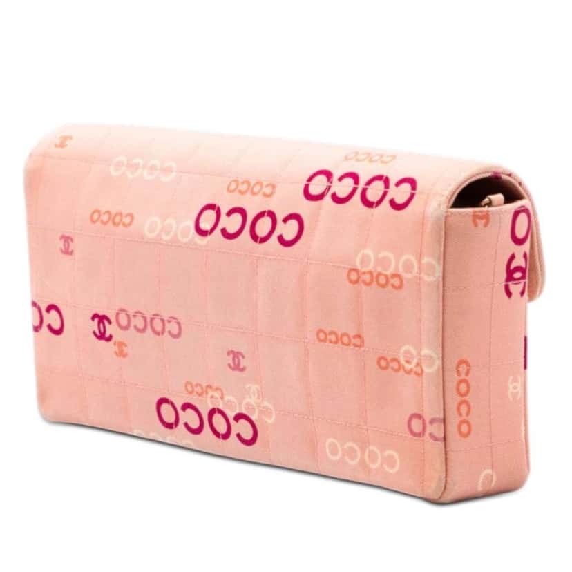 Chanel CC Chocolate Bar Canvas Logo East West Flap Pink Canvas Good condition - Back View