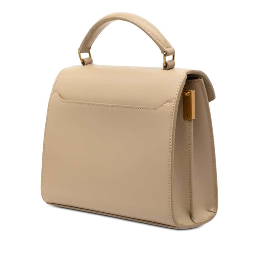 Saint Laurent Mini Suede and Calfskin Cassandra Top Handle Bag Beige Leather Good condition - Back View