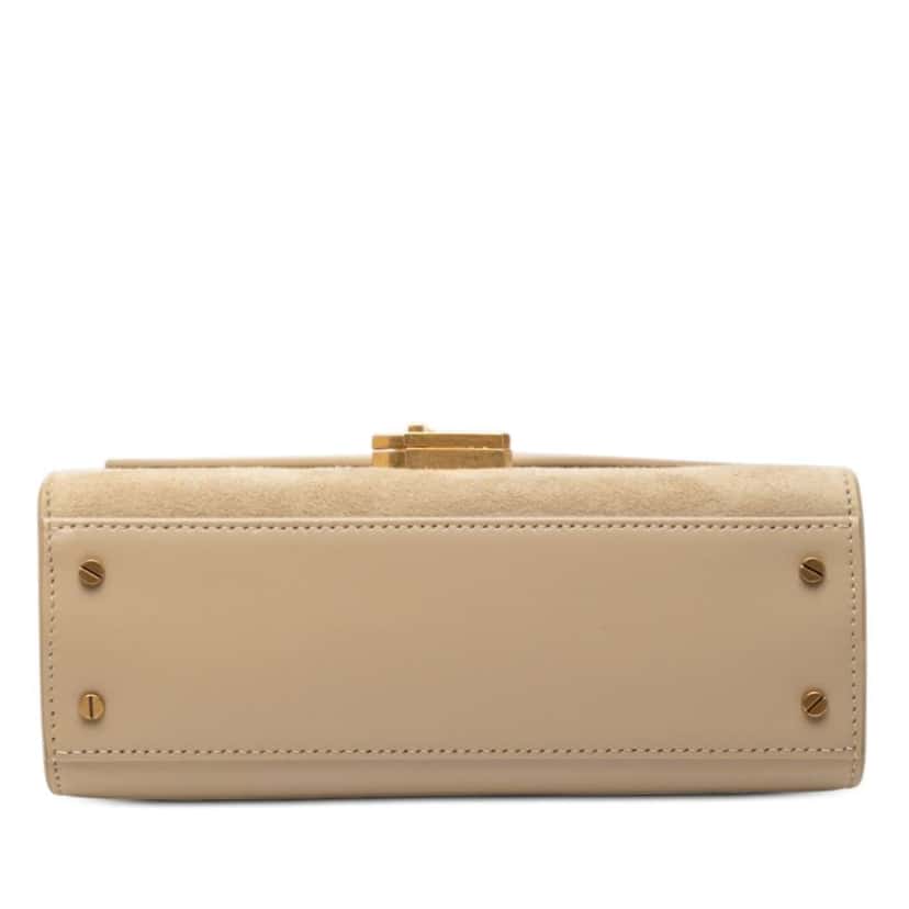 Saint Laurent Mini Suede and Calfskin Cassandra Top Handle Bag Beige Leather Good condition - Inside View