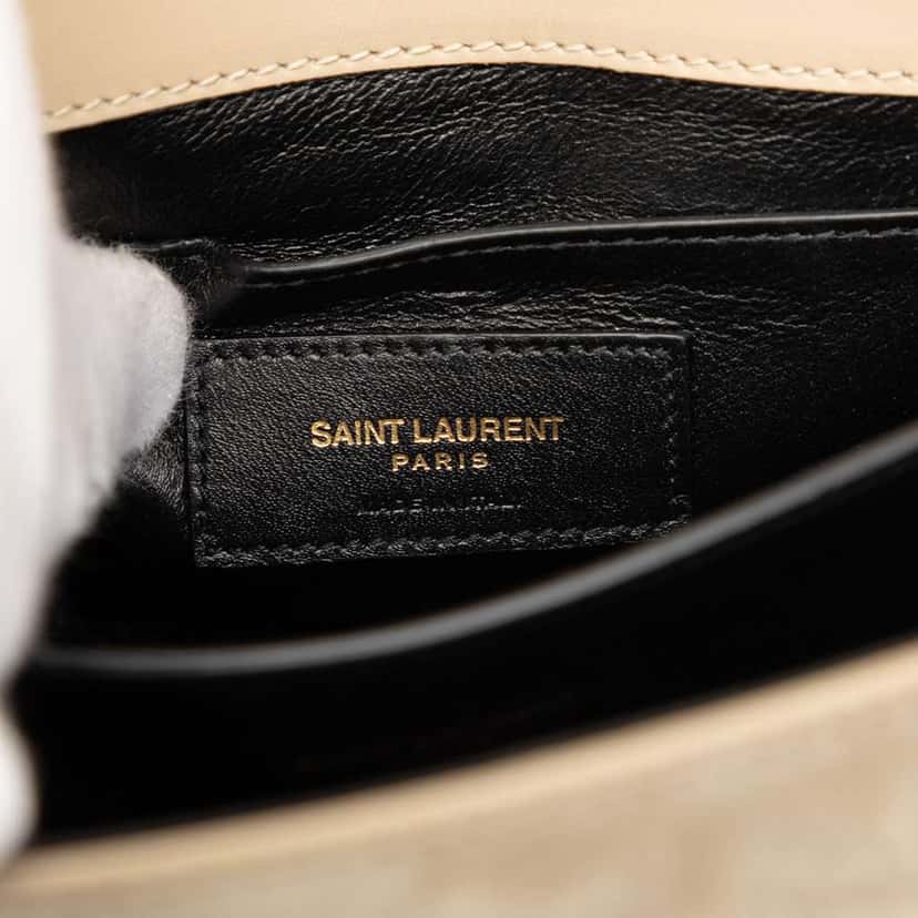 Saint Laurent Mini Suede and Calfskin Cassandra Top Handle Bag Beige Leather Good condition - Box View