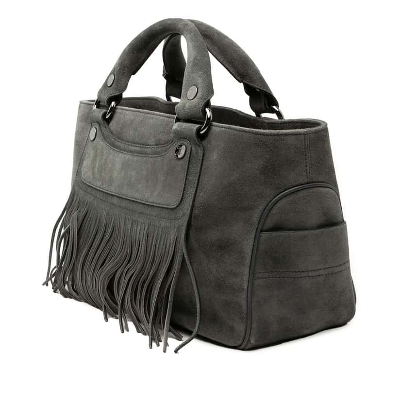 Celine Suede Boogie Fringe Handbag Grey Leather Very good condition - Back View