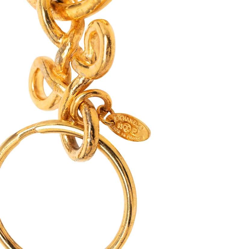 Chanel Gold Plated CC Medallion Key Ring Bag Charm Gold Metal Good condition - Inside View