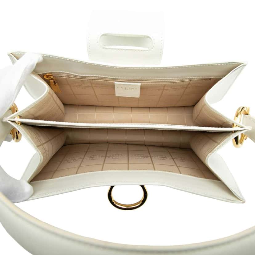 Celine Leather Horseshoe Shoulder Bag White Leather Good condition - Model View
