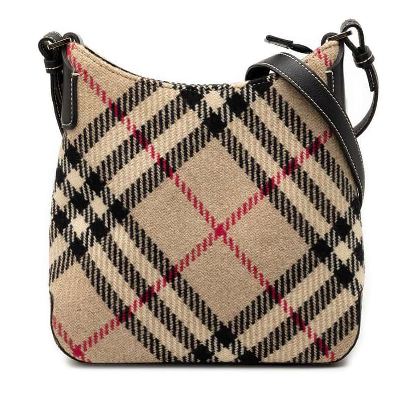 Burberry Super Nova Check Wool Crossbody Beige Wool Good condition - Front View