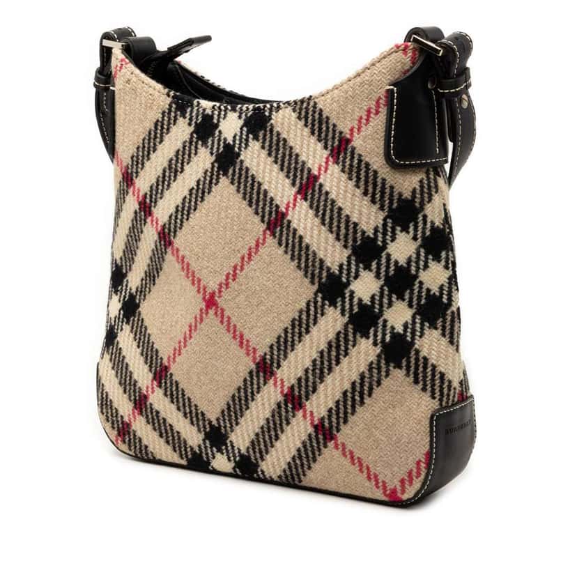 Burberry Super Nova Check Wool Crossbody Beige Wool Good condition - Back View