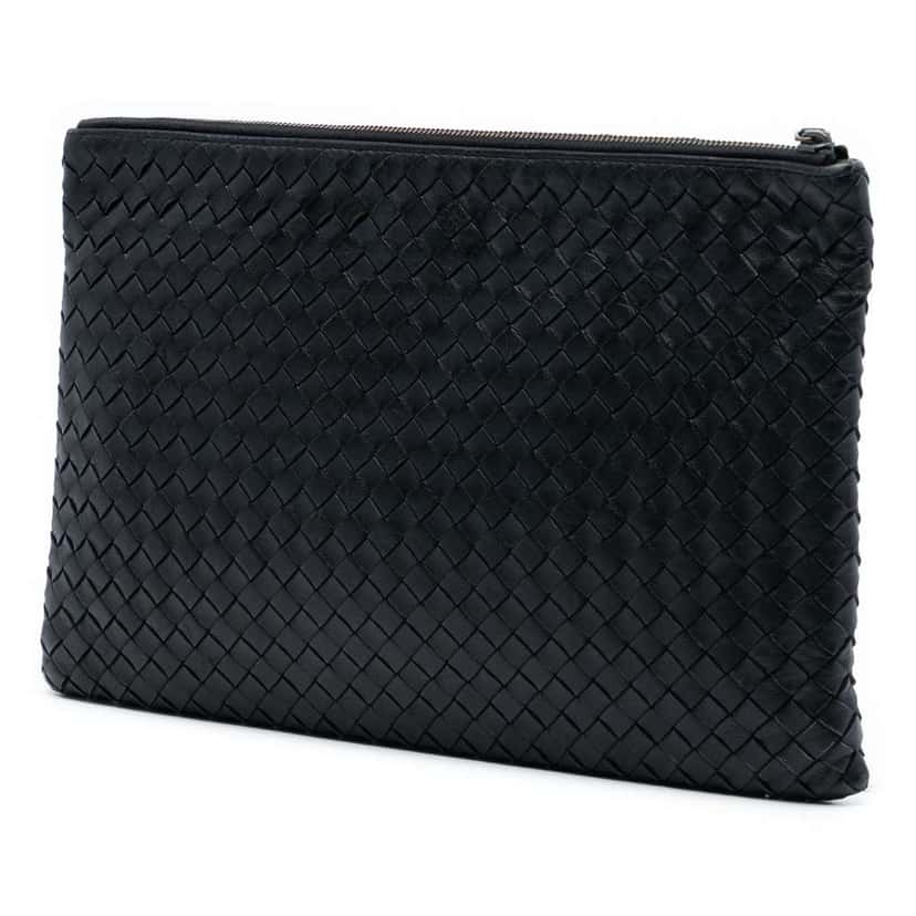 Bottega Veneta Nappa Intrecciato Clutch Black Leather Good condition - Back View