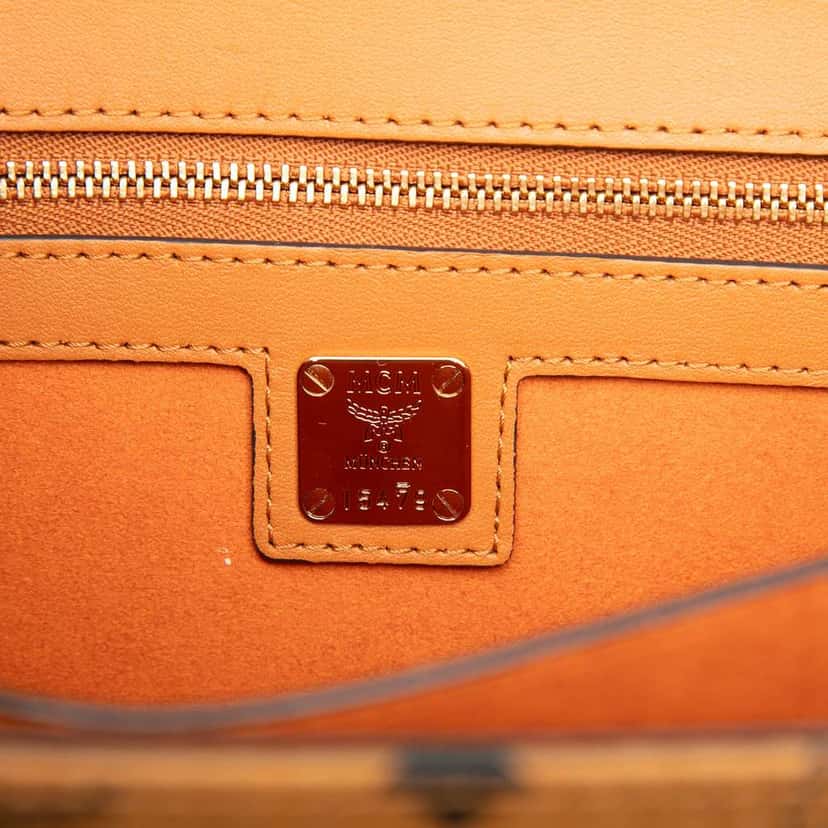 Mcm Medium Visetos Coated Canvas Patricia Pocket Top Handle Bag Brown Canvas Good condition - Box View