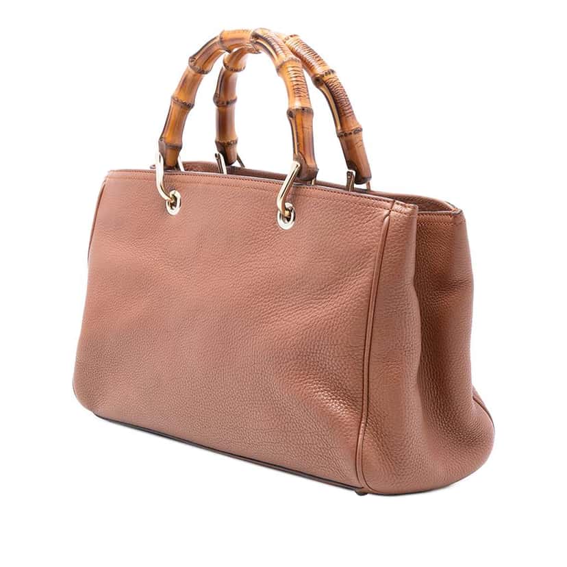 Gucci Medium Calfskin Bamboo Shopper Satchel Brown Leather Good condition - Back View