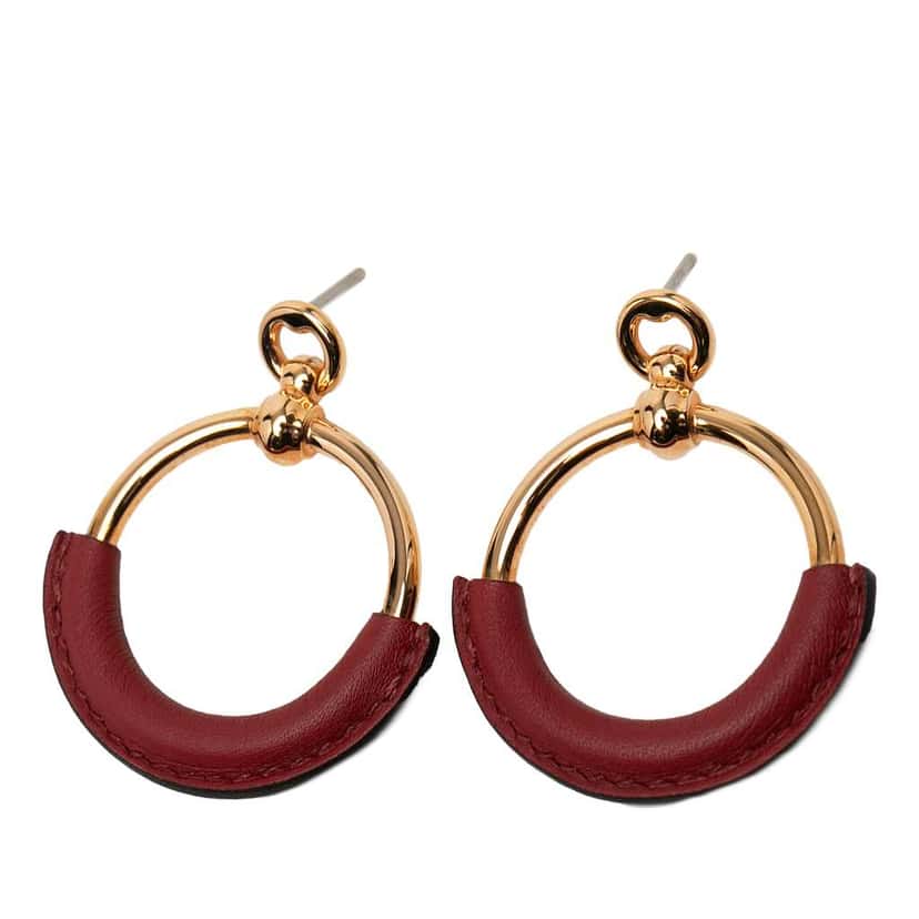 Hermès Gold Plated Swift Loop Earrings Gold Metal Good condition - Front View