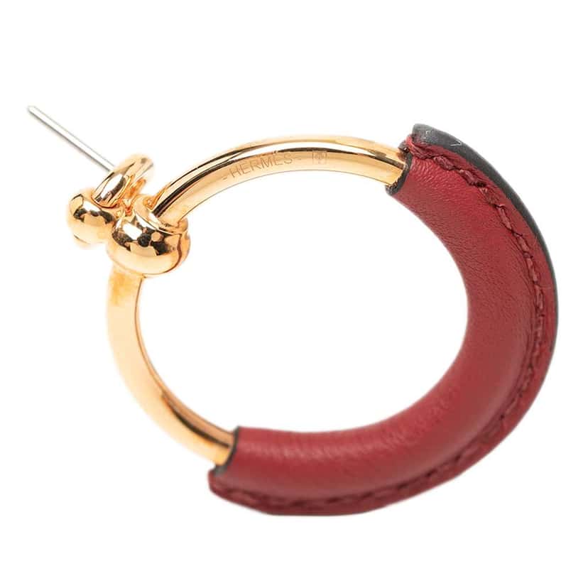 Hermès Gold Plated Swift Loop Earrings Gold Metal Good condition - Inside View