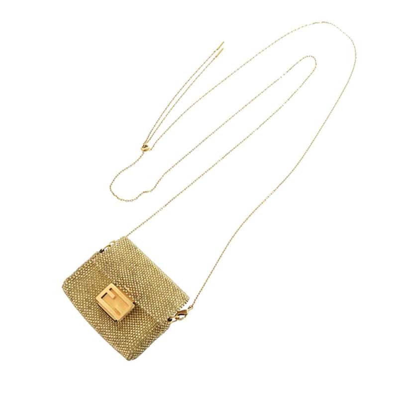Fendi Pico Beaded Baguette AirPods Case Crossbody Gold Good condition - Front View