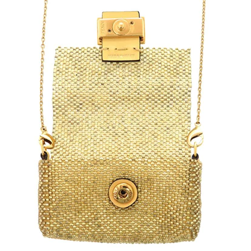 Fendi Pico Beaded Baguette AirPods Case Crossbody Gold Good condition - Model View
