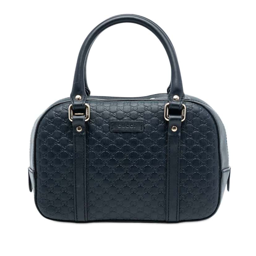 Gucci Small Microguccissima Bree Satchel Blue Leather Good condition - Front View