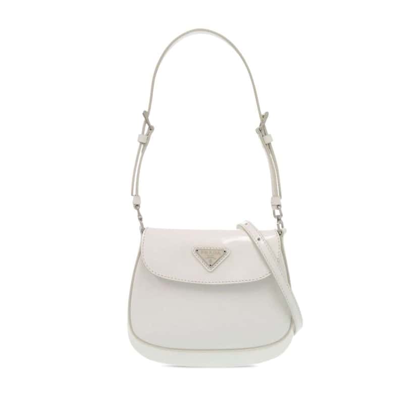 Prada Mini Brushed Leather Cleo Bag White Leather Very good condition - Front View