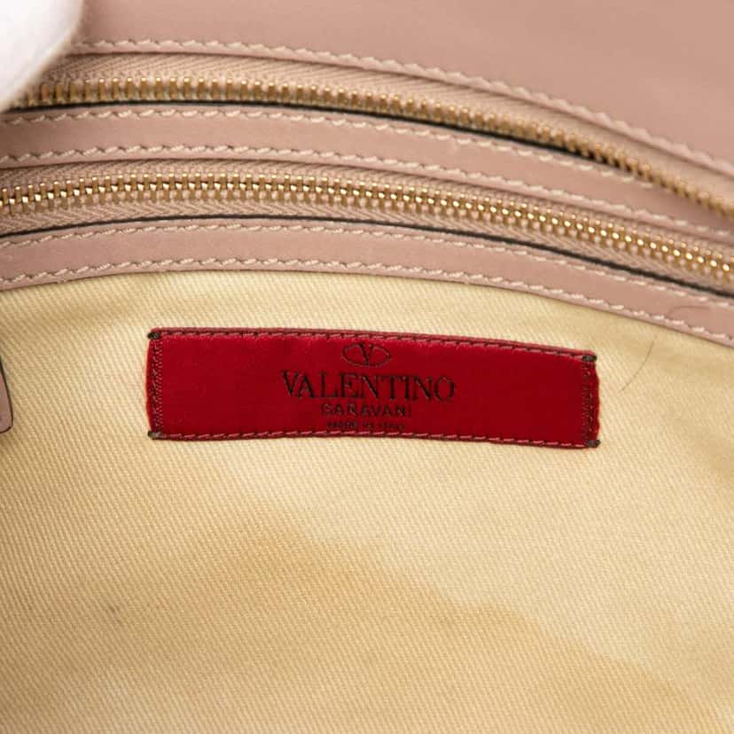 Valentino Small Leather Rockstud Trapeze Satchel Brown Leather Fair condition - Box View