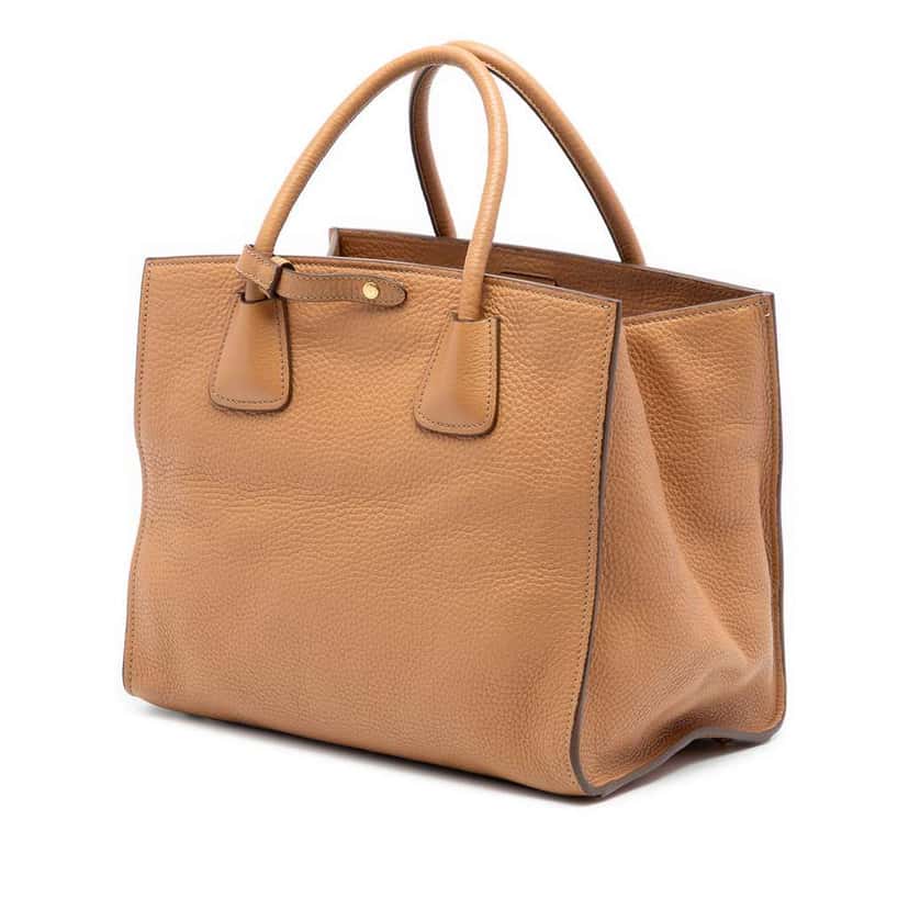 Prada Vitello Daino Front Pocket Open Convertible Tote Beige Leather Good condition - Back View