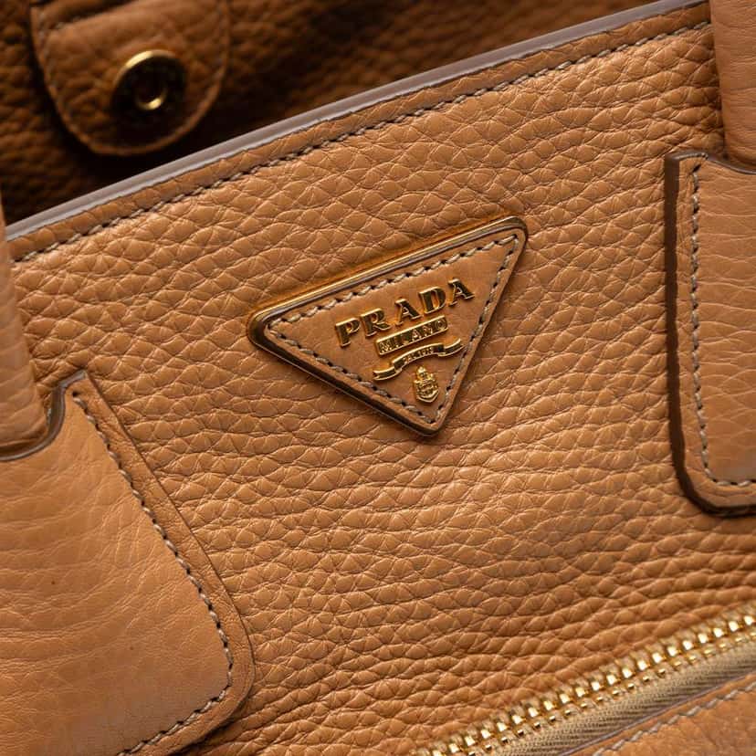 Prada Vitello Daino Front Pocket Open Convertible Tote Beige Leather Good condition - Box View