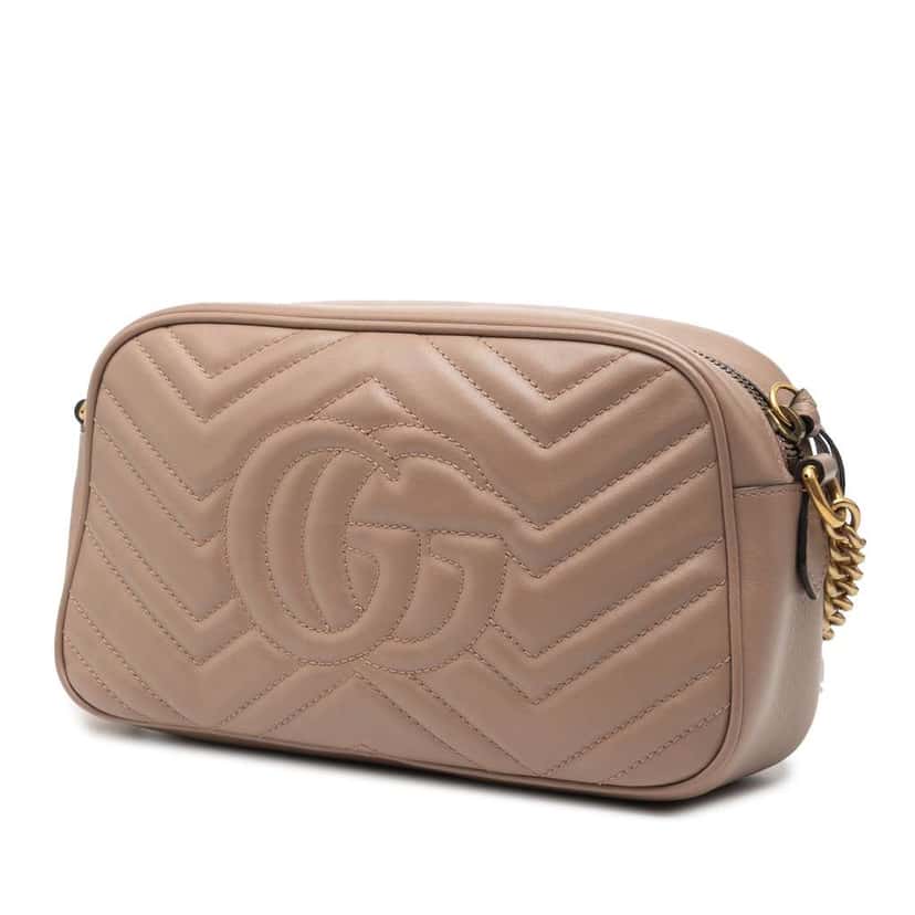 Gucci Small GG Marmont Matelasse Leather Crossbody Brown Leather Good condition - Back View