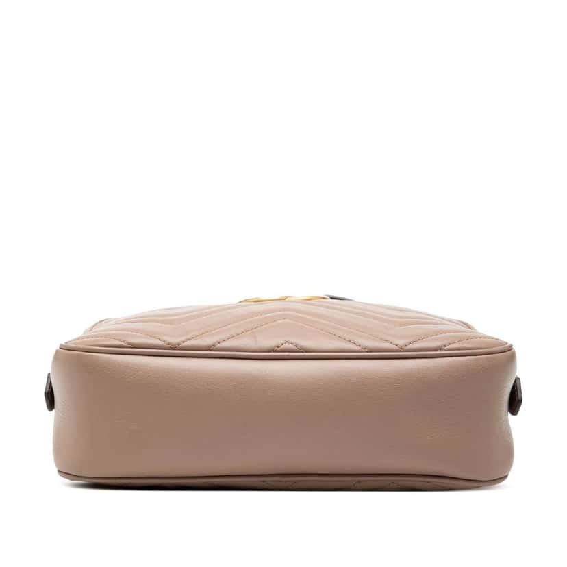 Gucci Small GG Marmont Matelasse Leather Crossbody Brown Leather Good condition - Inside View