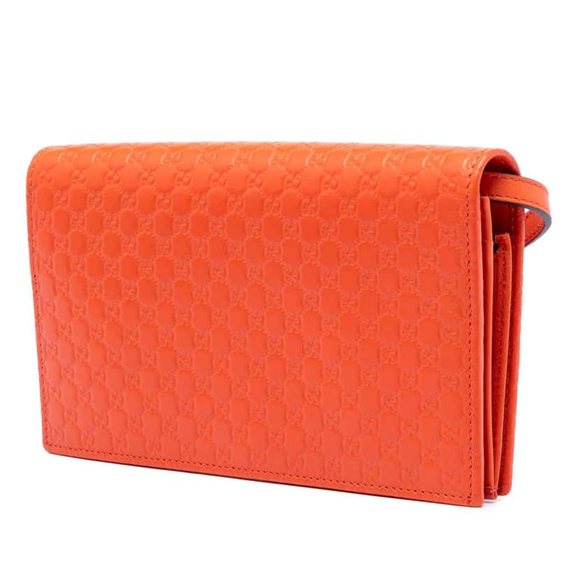 Gucci Microguccissima Wallet on Strap Orange Leather Good condition - Back View