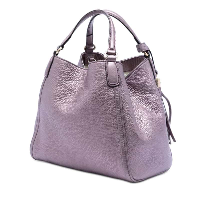 Gucci Small Metallic Leather Soho Satchel Purple Leather Good condition - Back View