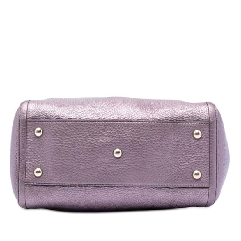 Gucci Small Metallic Leather Soho Satchel Purple Leather Good condition - Inside View