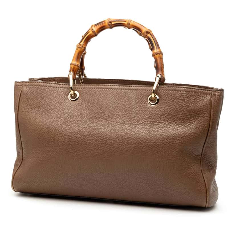 Gucci Medium Calfskin Bamboo Shopper Satchel Brown Leather Good condition - Back View
