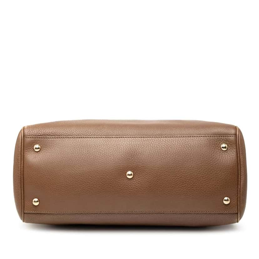 Gucci Medium Calfskin Bamboo Shopper Satchel Brown Leather Good condition - Inside View