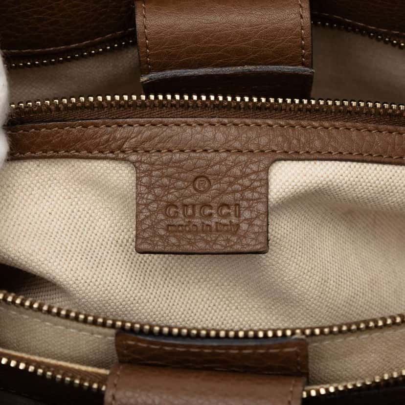 Gucci Medium Calfskin Bamboo Shopper Satchel Brown Leather Good condition - Box View