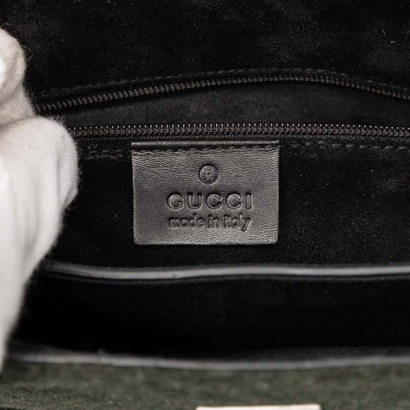 Gucci Wool and Calfskin Bamboo Top Handle Bag Green Wool Good condition - Box View