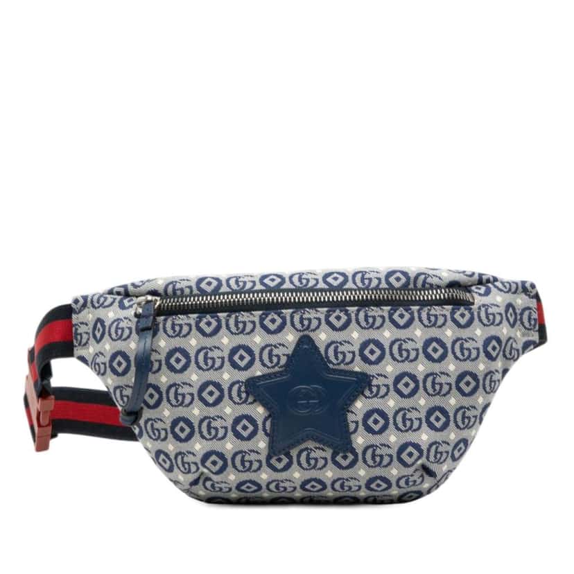 Gucci Kids GG Canvas Stars Web Belt Bag Blue Canvas Good condition - Front View