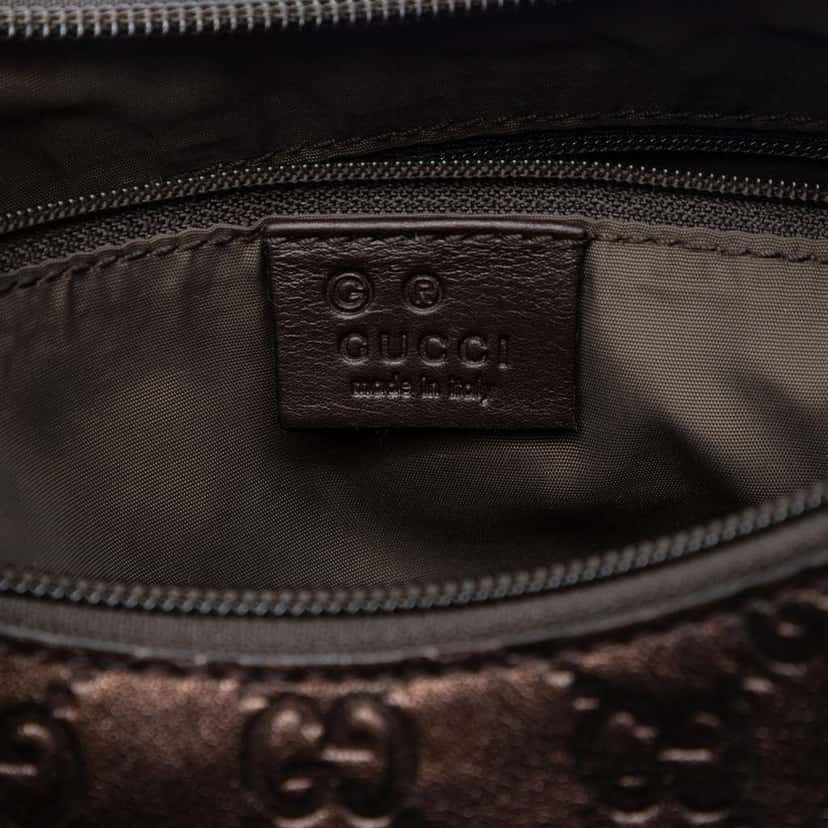 Gucci Metallic Guccissima Shoulder Bag Brown Leather Good condition - Box View