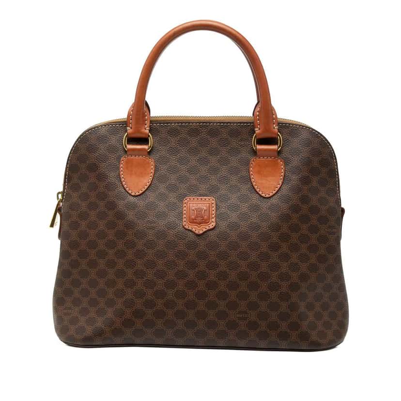 Celine Macadam Coated Canvas Dome Handbag Brown Canvas Fair condition - Front View