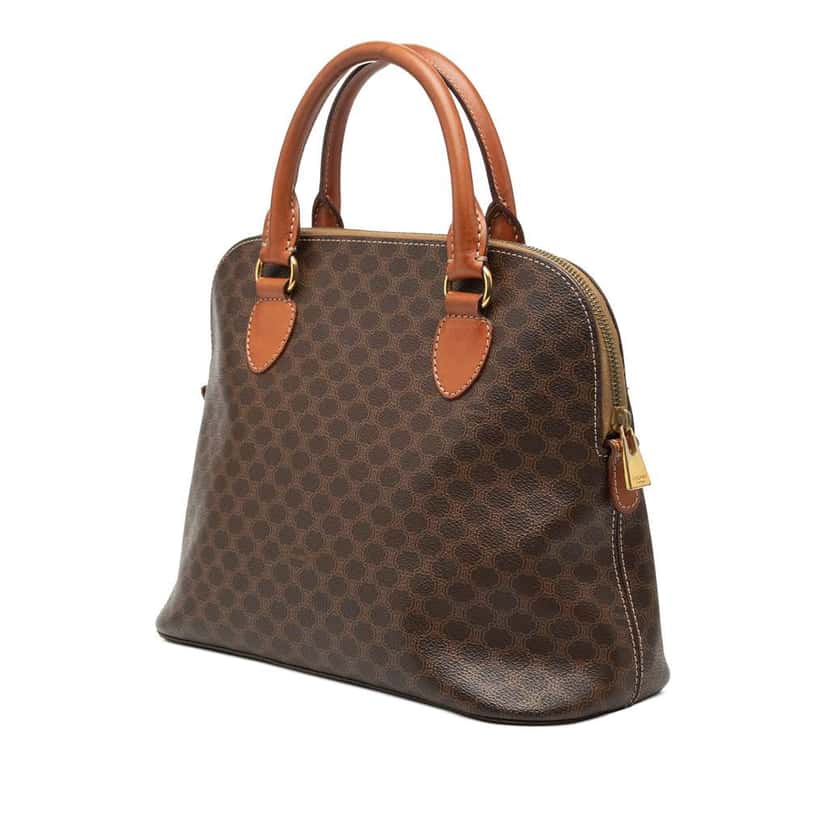 Celine Macadam Coated Canvas Dome Handbag Brown Canvas Fair condition - Back View
